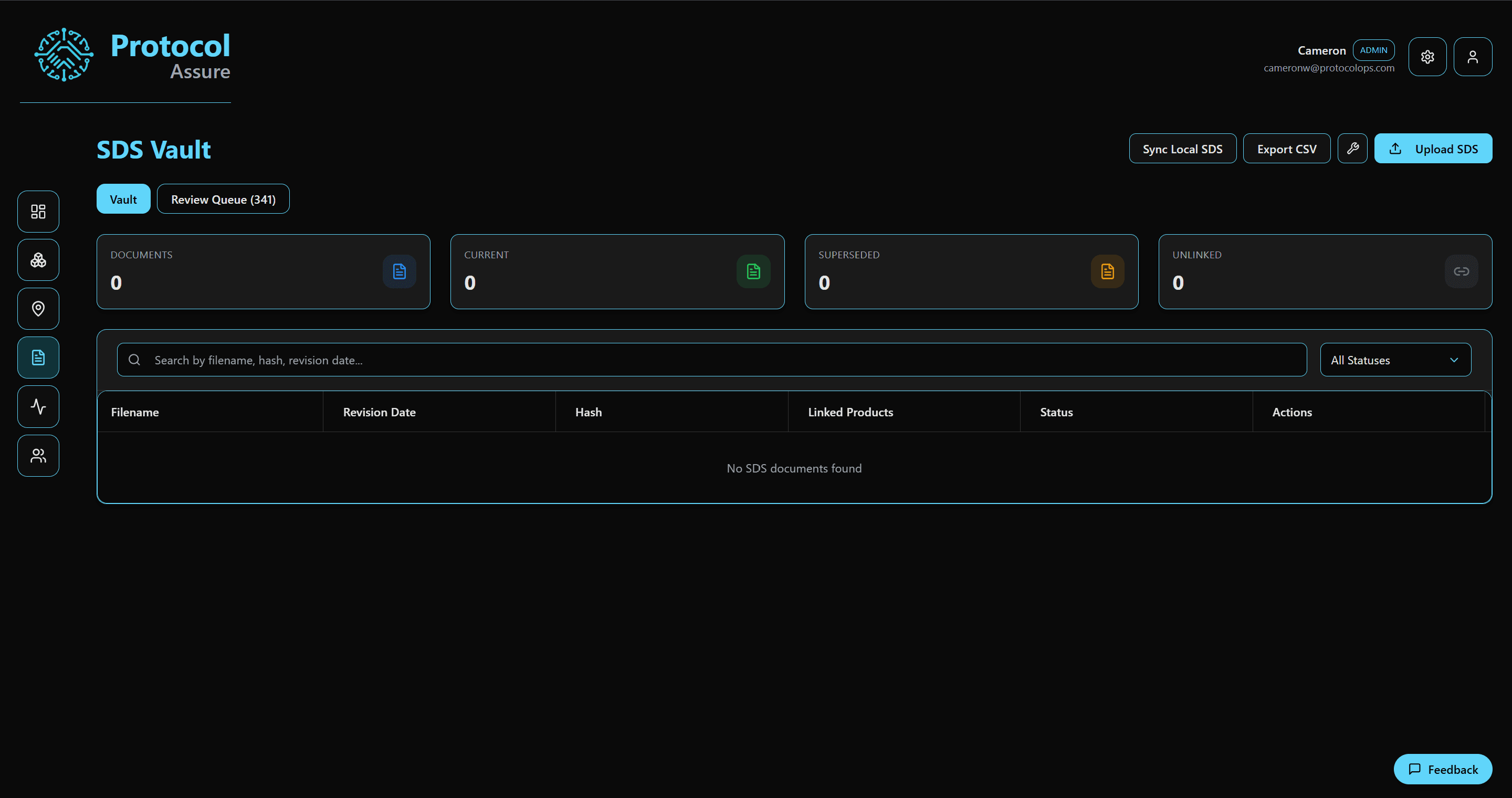 SDS Vault: review queue, decisions, and evidence lineage